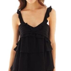 MNG by Mango Casual Frilled layered black mini dress